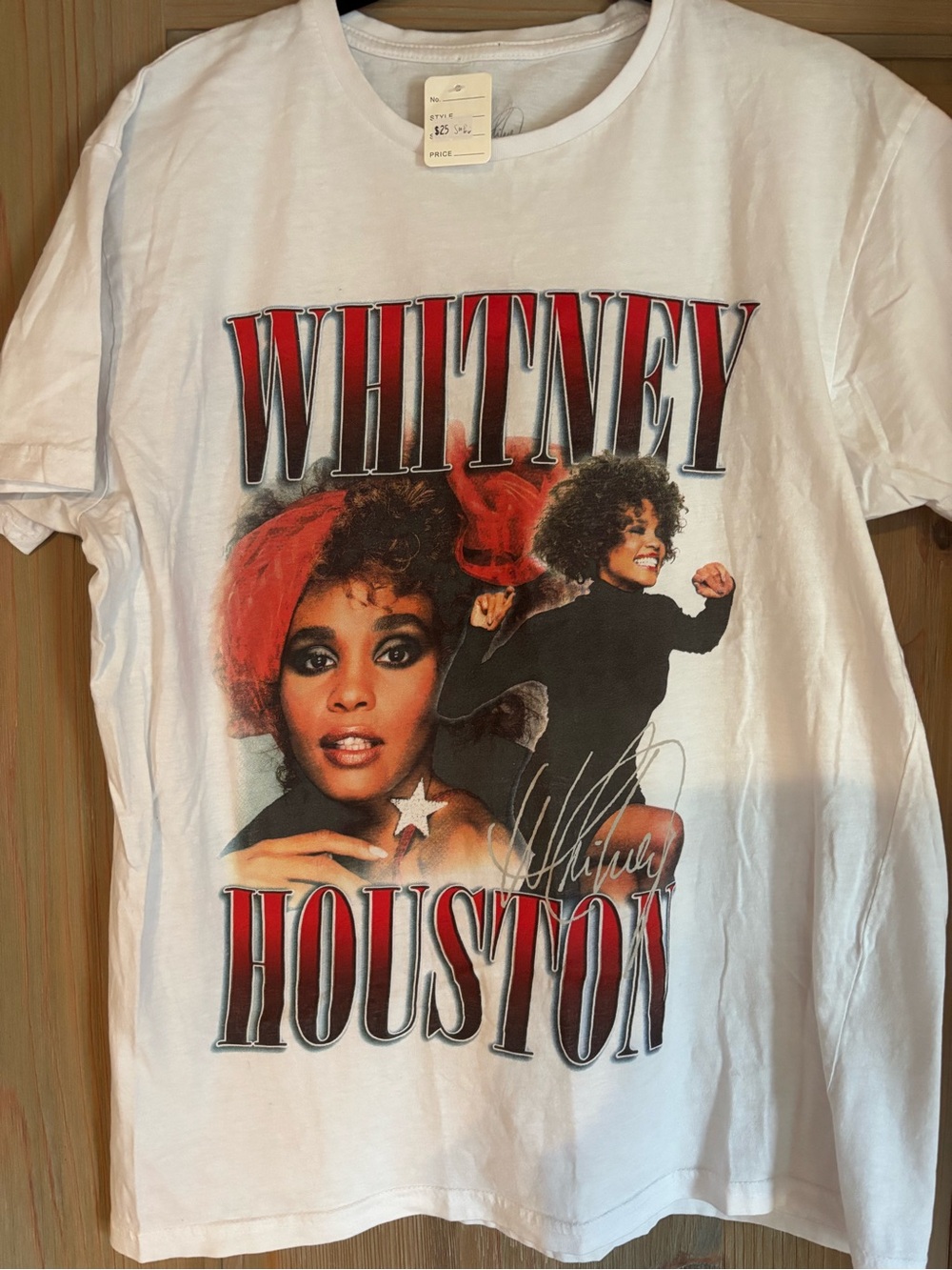 Whitney Houston Graphic Tee White Tour Style Shirt Official Merch